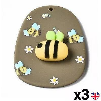 £3.89 • Buy 3x Bumble Bee Charm Pendant Flower Acrylic Jewellery Making Findings Resin Craft