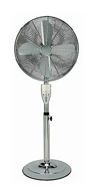 £59.99 • Buy Pedestal Floor Fan With Remote Control Chrome 3-Speed 16-Inch 4hr Timer