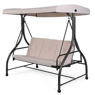 £169.99 • Buy Garden Patio Swing Chair 3 Seater Hammock Bench Convertible Canopy Cushion Seats