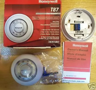 HONEYWELL Round® MERCURY FREE HEATING THERMOSTAT T87K • $51.50