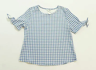 C'est La Vie Women's Checkered Short Sleeve Tee EJ1 Light Blue & White Size XL  • $9.88