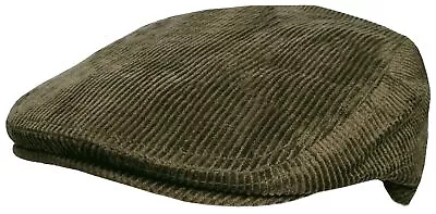 Corduroy Flat Caps Peaked Outdoors Country Cord Cap In Olive Green • £11.99