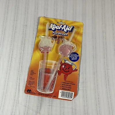 NOS VINTAGE KOOL-AID Set Of Two (2) Unbreakable Fun Straws New On Card T2 • $9.99