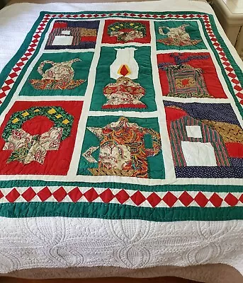 Vintage Quilt Handmade Christmas 48 X56  Throw. Bin#2 • $45