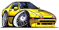 1986-1991 RX-7 Yellow Cartoon T-shirt Turbo II 2 Mazda Rx7 Rotary In Sizes S-3XL • $20.42
