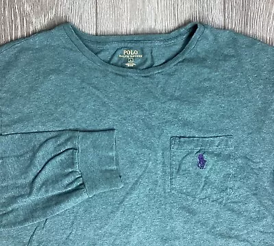 Polo Ralph Lauren Long Sleeve Shirt Men’s L Pony Pocket Weathered Green Tshirt • $16.99