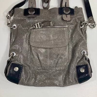 B Makowsky Purse Gray Leather Hobo Shoulder Bag Large Lined • $29.98