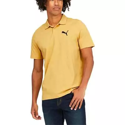 Puma Essentials Heather Short Sleeve Polo Shirt Mens Yellow Casual 58851131 • $14.99