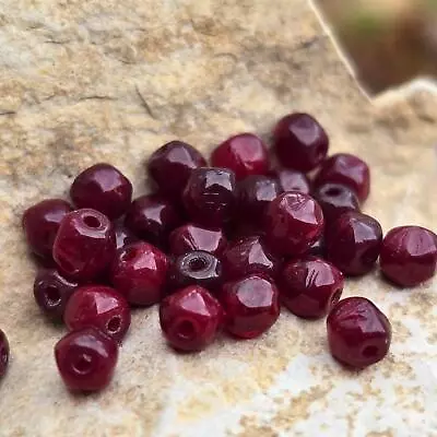 Garnet Red Spacers Rare Vintage Glass Beads 3.50mm DIY Jewelry Making • $5.95