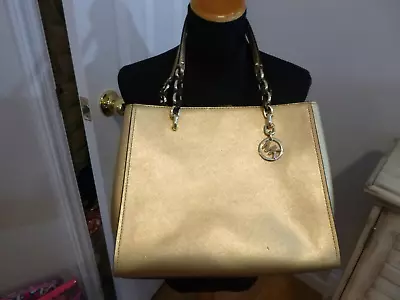 Michael Kors Sofia Leather Metallic Gold Chain Straps Tote Satchel Handbag EUC! • $59