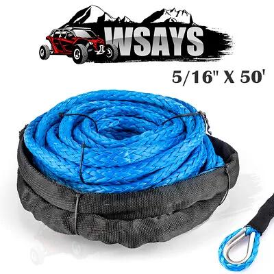 $31.99 • Buy 5/16  X 50' Synthetic Winch Rope Line Recovery Cable 12000LB For UTV Jeep Winch