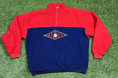 VTG 90's Mickey & Co 1/4 Zip Fleece Pullover Jacket Embroidered Logo Men's XL • $13.99