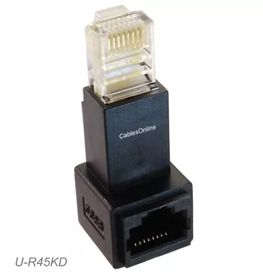 CablesOnline RJ45 Cat5e/Cat6 Male/Female 90° Right Angle Black Adapter U-R45KD • $5.25