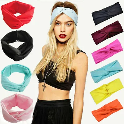 Hot Women Cotton Turban Twist Knot Head Wrap Headband Twisted Knotted Hair Band • £1.99