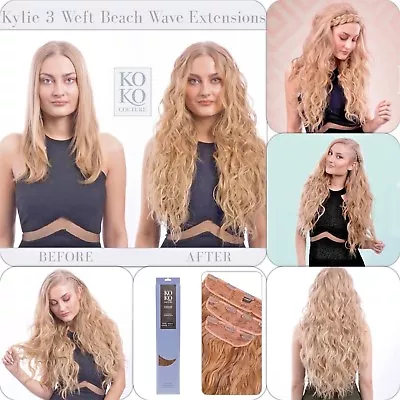 3 Piece Beach Wave Clip In Curly Hair Extensions Koko Couture Deluxe Thick Weft • £20.50