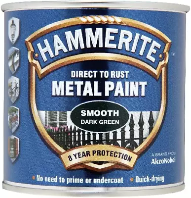 Hammerite Direct To Rust Metal Paint - Smooth Dark Green Finish 250ML • £14.42