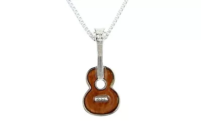 $18.99 • Buy Hawaiian Ukulele Pendant - Hawaiian Koa Wood, Rhodium Over Brass, 20'' Necklace