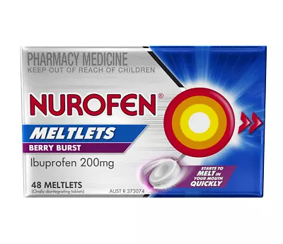 $31.95 • Buy Nurofen Meltlets Pain Relief Berry Burst 200mg Ibuprofen 48 Pack-Headache Relief