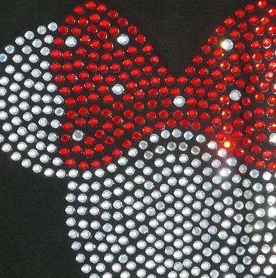 8.5  Clear/red Minnie Mouse Iron On Disney Rhinestone Transfer Applique Decal • $22.95
