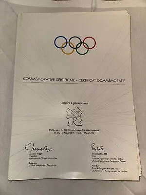 Official Commemorative Certificate From London 2012 Olympic Games • £25
