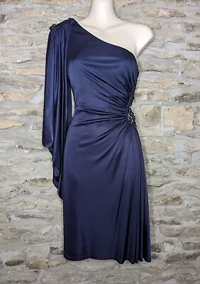 Marc Bouwer Glamit! One Shoulder Drape Cape Grecian Gown Size 4 • $39.99