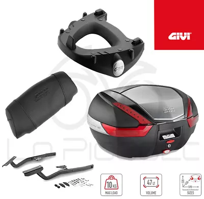 Givi Suitcase V47 V47n + Plate + Brackets Kawasaki Versys 650 2013 2014 • £278.24