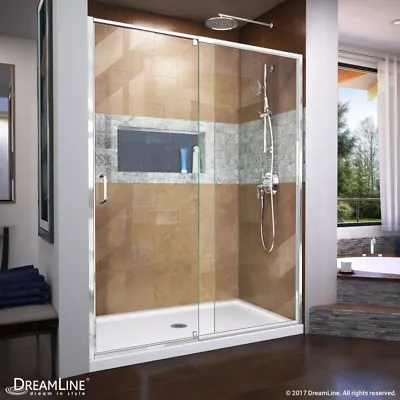 FLEX  56-60 In. W X 72 In. H Semi-Frameless Pivot Shower Door In Chrome • $659.99