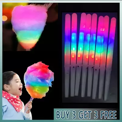 LED Cotton Candy Floss Glow Sticks Light Flashing Stick Cone Kids Party Fun • £3