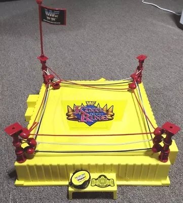 Yellow 1993 Hasbro WWF King Of The Ring Wrestling Ring With Flag Belt Rare WWE • $599.95