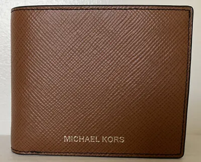 New Michael Kors Harrison Men's Billfold Wallet With Passcase Leather Luggage • $59.90