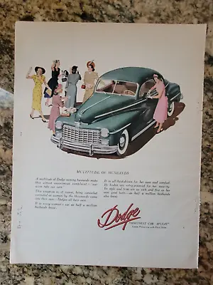 Vintage Dodge Automobile Print Ad - MULTITUDE OF HUSBANDS - Smoothest Car Afloat • $1.50