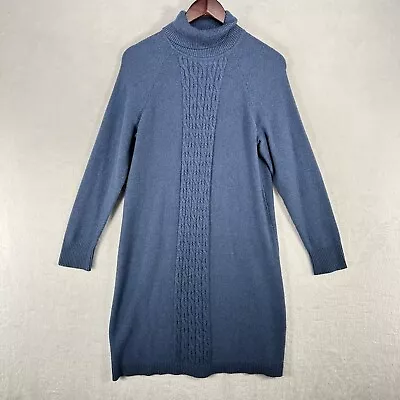 J Jill Dress Womens Medium Blue Cable Knit Sweater Turtleneck Long Sleeve • $20