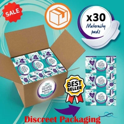 £8.99 • Buy Lil-Lets Maternity Pads 30 X Extra Long Maxi Thick Pads With Wings 3 Packs Of 10