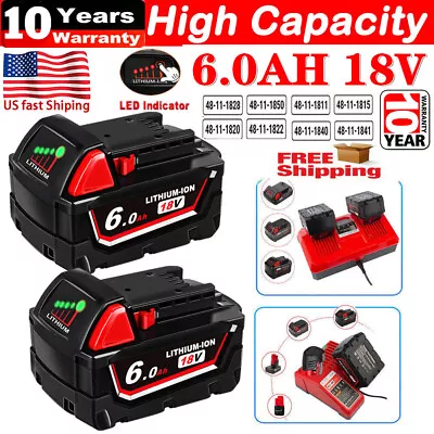 FOR Milwaukee M18 XC 6.0 High Output Battery 48-11-1860 48-11-1880 Lithium TOOL • $21.89