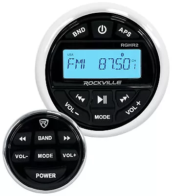 Rockville RGHR2 Marine Gauge Hole Receiver W Bluetooth USB Radio + Wired Remote • $129.95