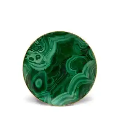 L'OBJET Malachite Set Of 4 Dessert Plates Porcelain 24K Gold Accents Green ML720 • $275