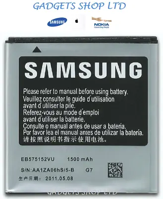 Genuine Samsung EB575152VU Battery For Galaxy S1 GT-I9000 I9001 I9003 Plus • £7.99