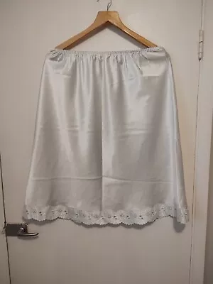 Lovely Ladies Vtg M& S White Satin Waist Slip With Lace Sz Please See... • £6.32