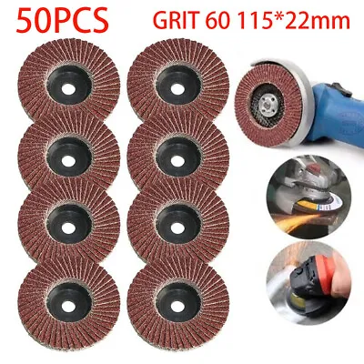 50-100x FLAP GRINDING SANDING DISCS 115mm 4.5  60 GRIT ANGLE WHEEL UK • £15.63