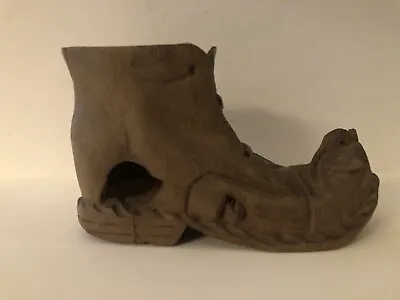 $19.99 • Buy Vintage Hand Carved Laced Wooden Shoe Boot With Mouse
