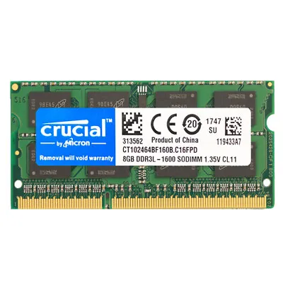 Crucial DDR3L 8GB 16GB 32GB 1600MHZ PC3L-12800 Laptop SODIMM 204-Pin Memory RAM  • £15.54