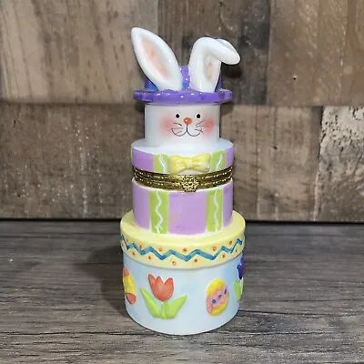 Easter Bunny Rabbit Trinket Box Stash Box Oxford Elite Ceramic 2000 • $22