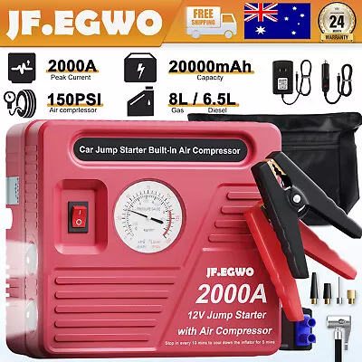 JF.EGWO Car Jump Starter Air Compressor 2000A Power Bank Battery Booster Jumper • $111.29