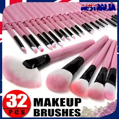 32Pcs Makeup Make Up Eyeshadow Powder Brush Set Cosmetic Tool Kit Leather Bag • $17.44