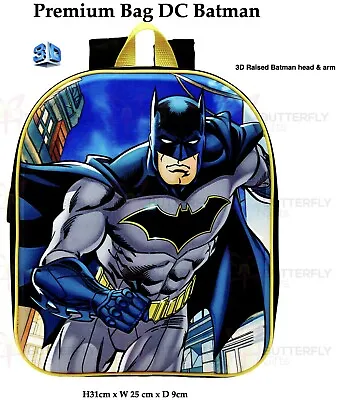 Kids Boys Batman DC 3D Backpack Junior School Rucksack Back Pack Bag  • £14.95