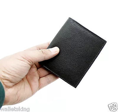 Small RFID Real Leather Wallet Men Credit Card Holder Case Coin Purse 48 Black • £6.99