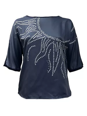 Marina Rinaldi Women's Blue Vago Printed Top NWT • $48.75