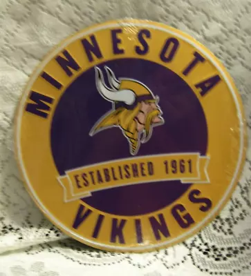 Minnesota Vikings  Metal Purple And Gold Round Garage Style Sign 12  New Nfl • $25.99