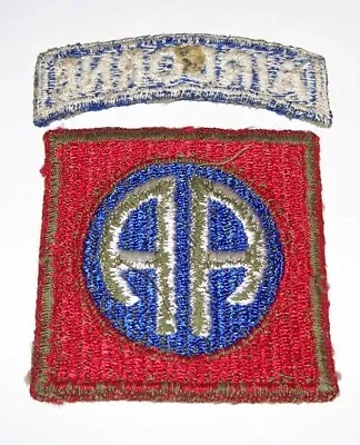 ORIGINAL GREENBACK WW2 82nd AIRBORNE DIVISION PATCH + WHITEBACK TAB • £120.54