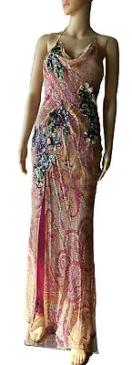 *JENNY PACKHAM* Vintage 2000's Sequin & Bead Embellished Silk Bias Evening Dress • $1200